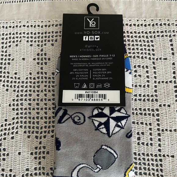 NEW with tags YoSox grey, red, navy, white & yellow socks men’s size 7-12 rare - Picture 6 of 9